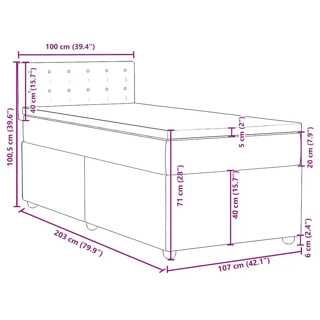 Box Spring Bed King Single Pocket Spring Mattress Black Polyester Fabric