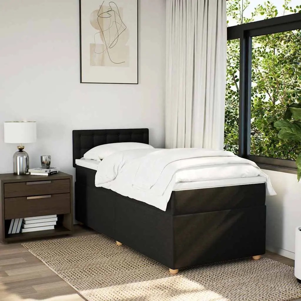 Box Spring Bed King Single Pocket Spring Mattress Black Polyester Fabric
