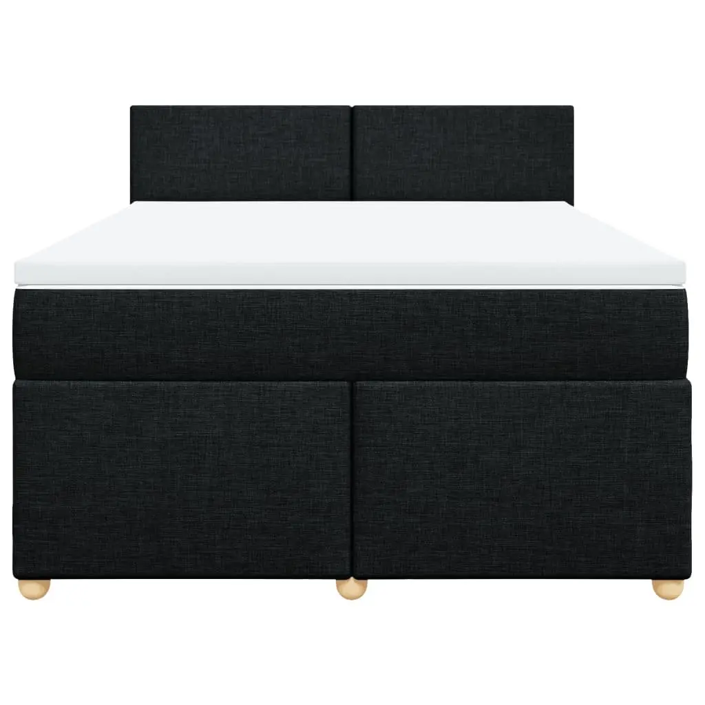 Double Bed with Pocket Spring Mattress Soft Mattress Topper Black Polyester Fabric