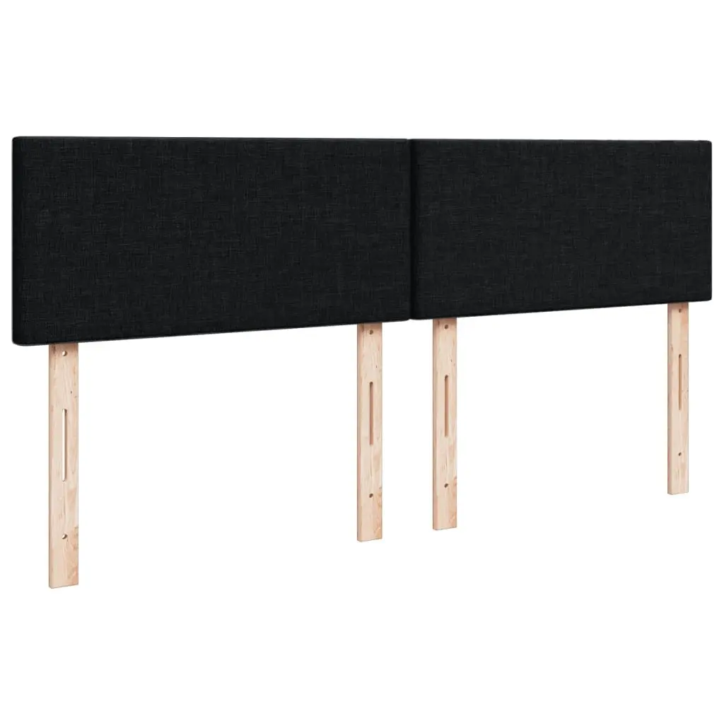 Double Bed with Pocket Spring Mattress Soft Mattress Topper Black Polyester Fabric