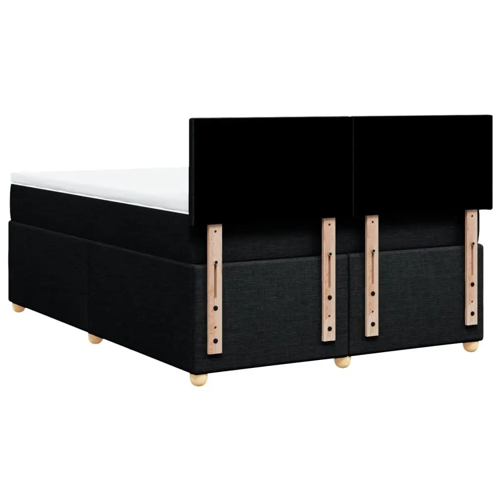 Double Bed with Pocket Spring Mattress Soft Mattress Topper Black Polyester Fabric