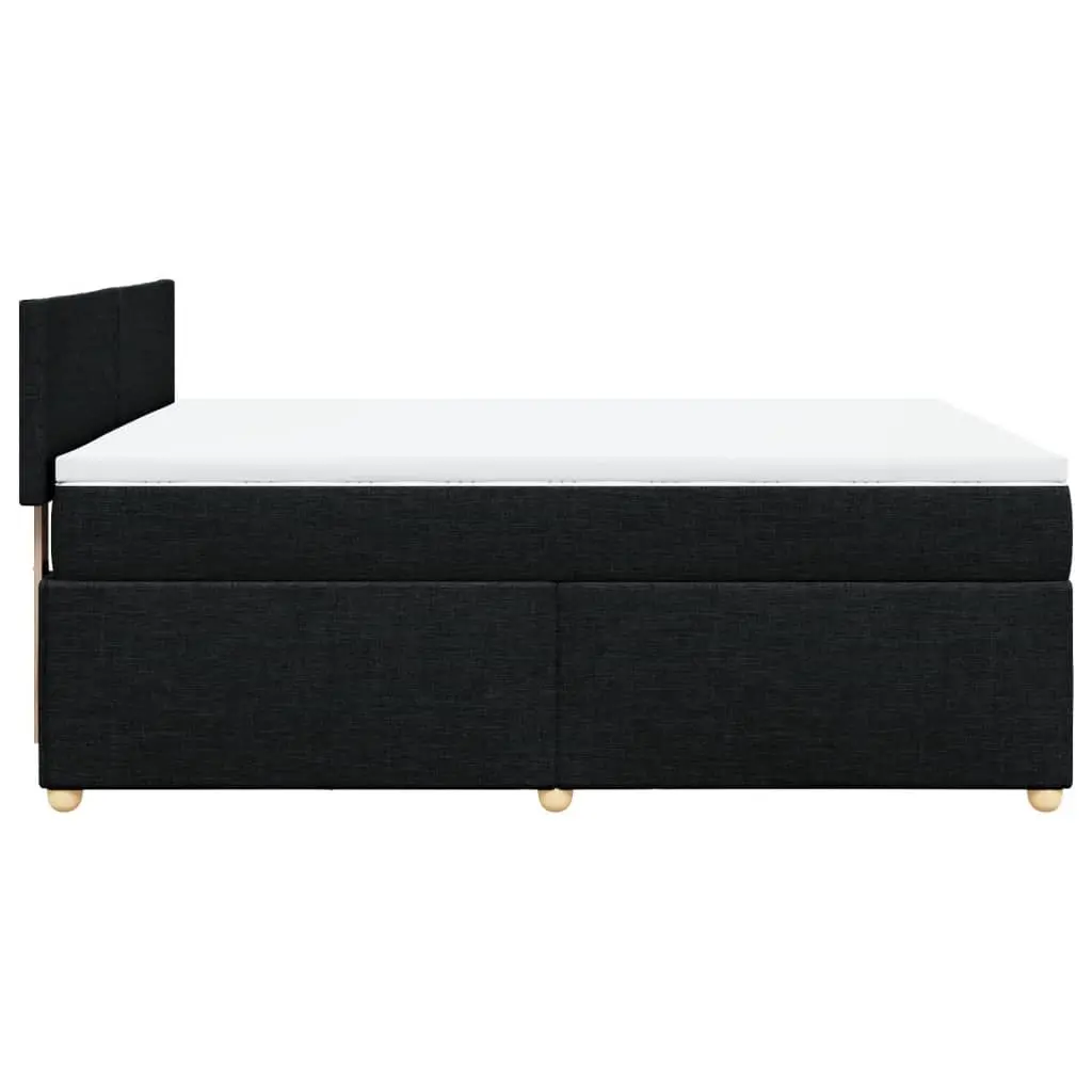 Double Bed with Pocket Spring Mattress Soft Mattress Topper Black Polyester Fabric