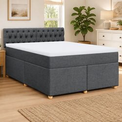 Grey Fabric Box Spring Bed with Pocket Spring Mattress