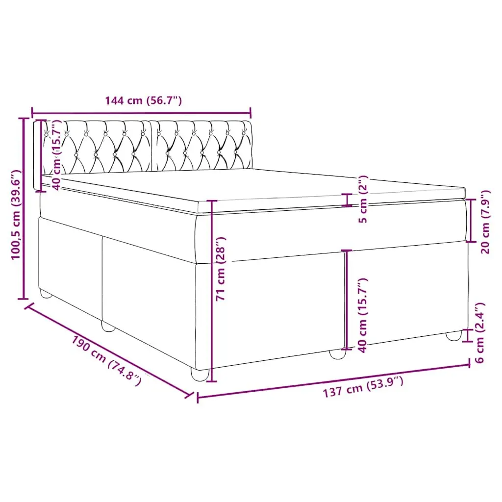 Double Box Spring Bed Black Fabric Frame Double Size Pocket Sprung Mattress