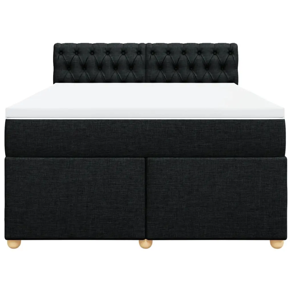 Double Box Spring Bed Black Fabric Frame Double Size Pocket Sprung Mattress