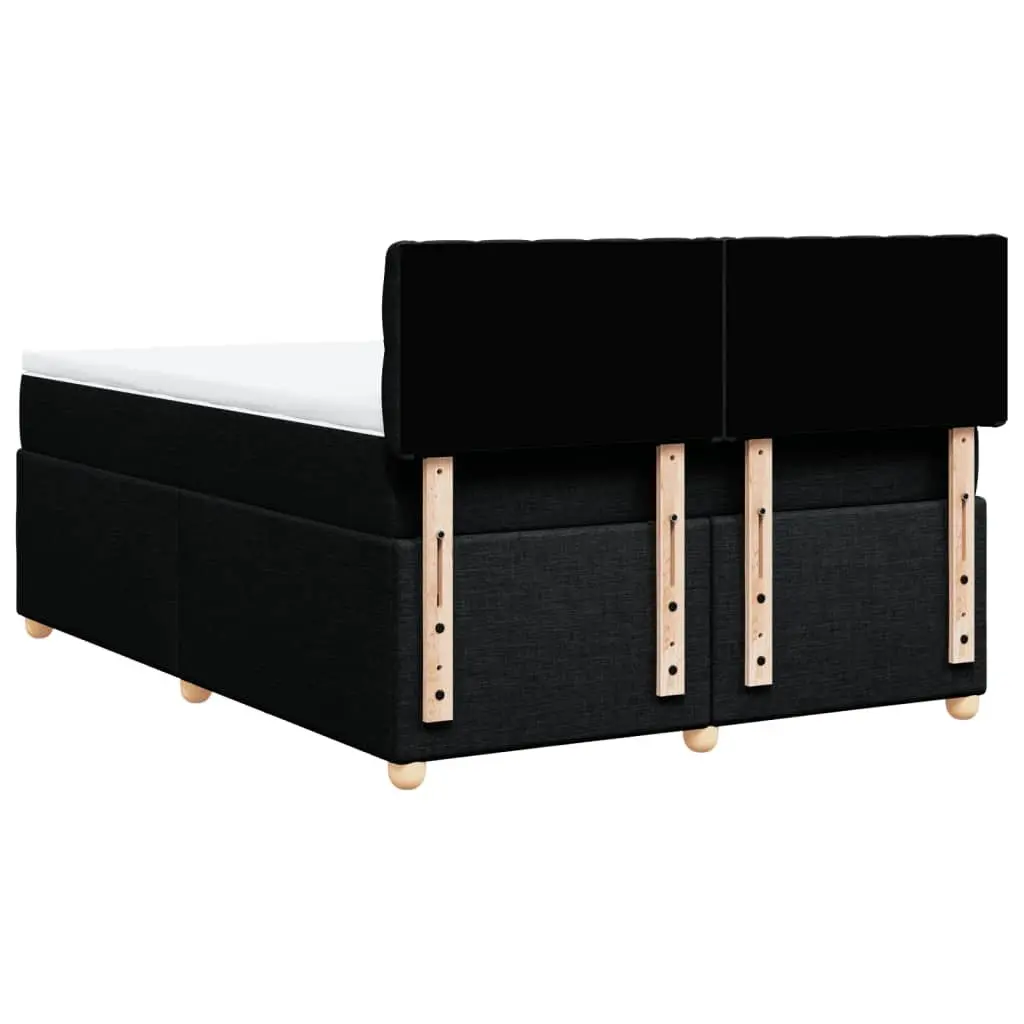 Double Box Spring Bed Black Fabric Frame Double Size Pocket Sprung Mattress