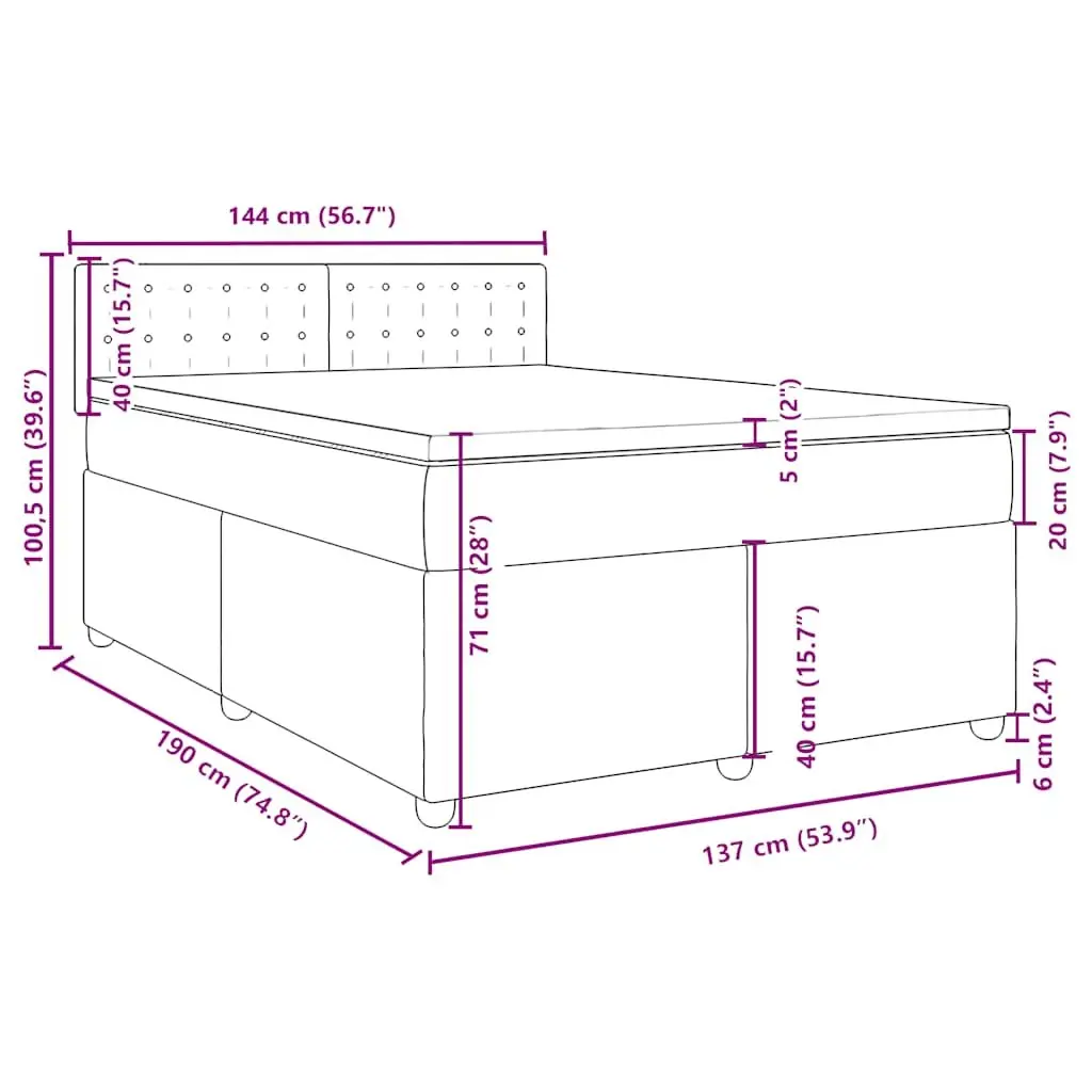 Double Box Spring Bed Black Fabric Frame Pocket Spring Mattress
