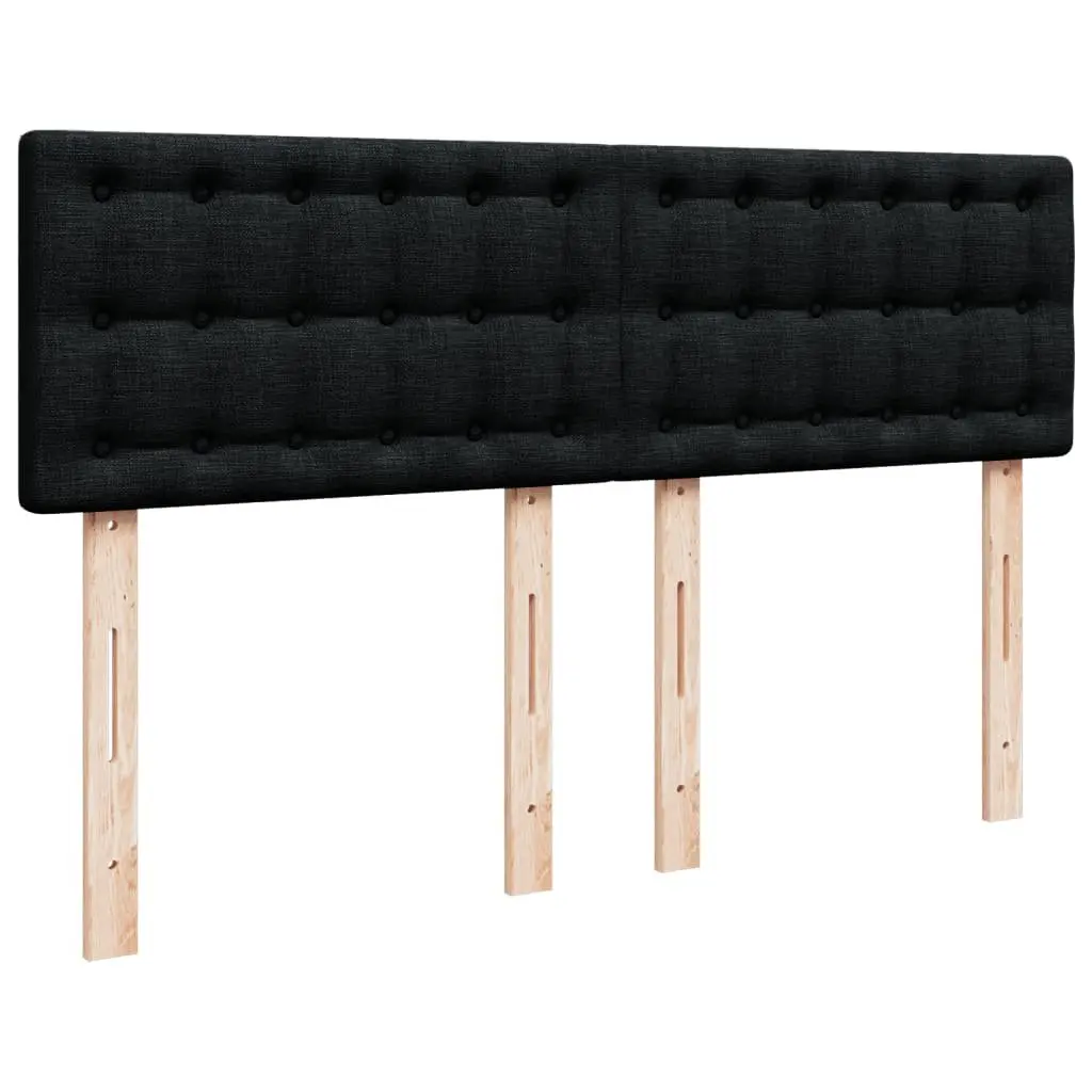 Double Box Spring Bed Black Fabric Frame Pocket Spring Mattress