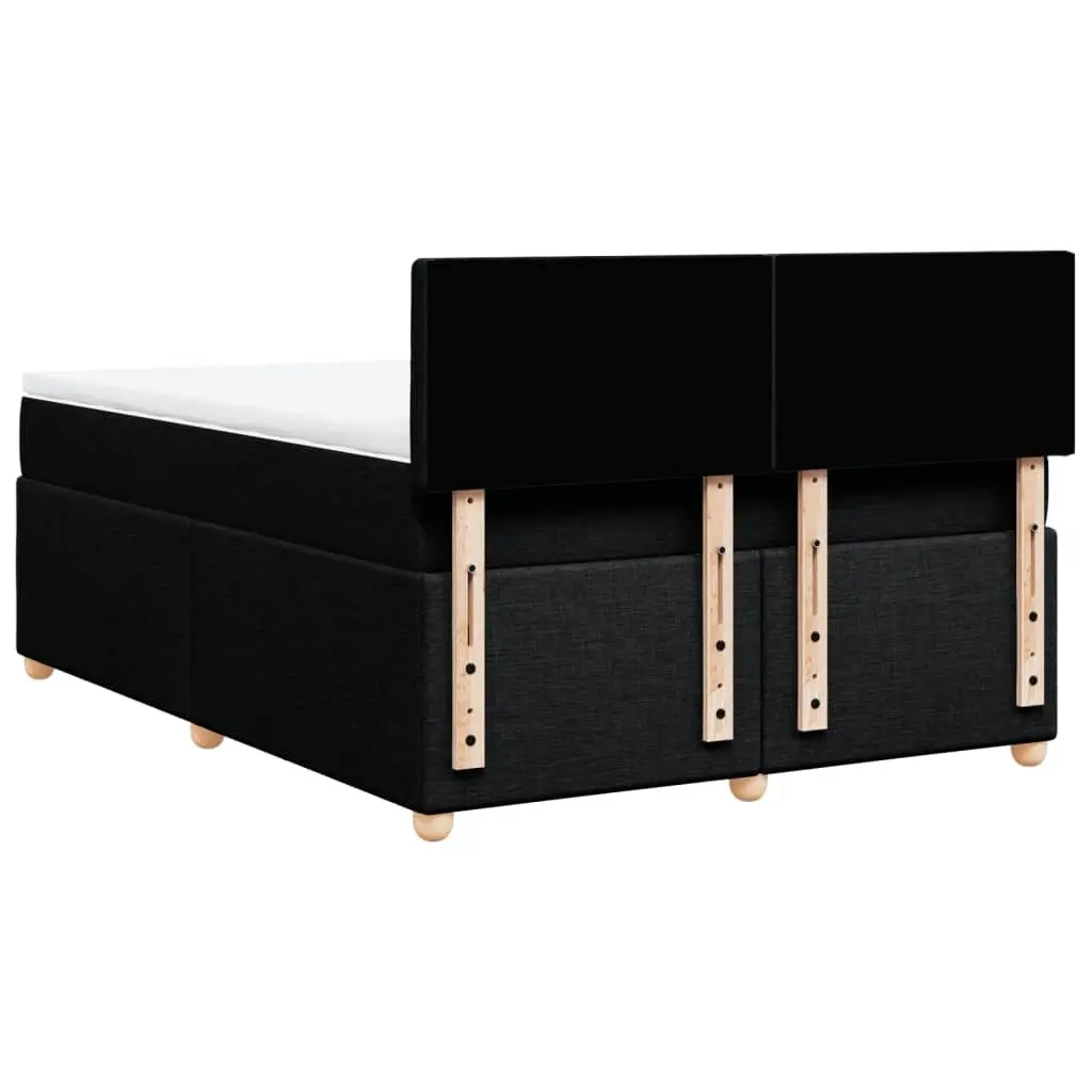 Double Box Spring Bed Black Fabric Frame Pocket Spring Mattress