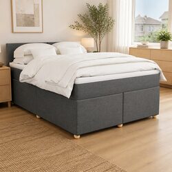 Queen Box Spring Bed with Pocket Spring Mattress in Grey