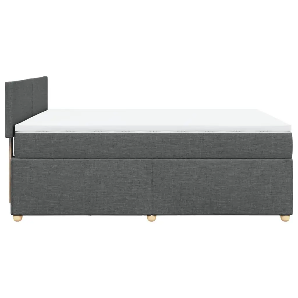 Queen Box Spring Bed Grey Fabric Pocket Spring Mattress