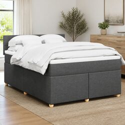 Queen Box Spring Bed with Pocket Sprung Mattress in Grey