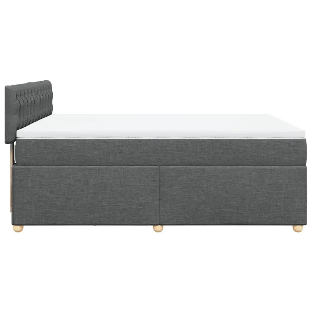 Queen Box Spring Bed Dark Grey Fabric Pocket Spring Mattress