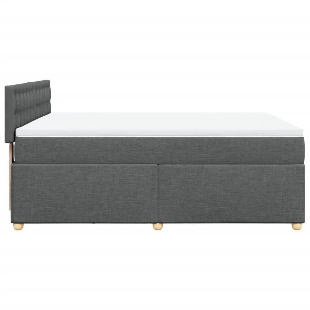 Queen Box Spring Bed Dark Grey Fabric Pocket Spring Mattress