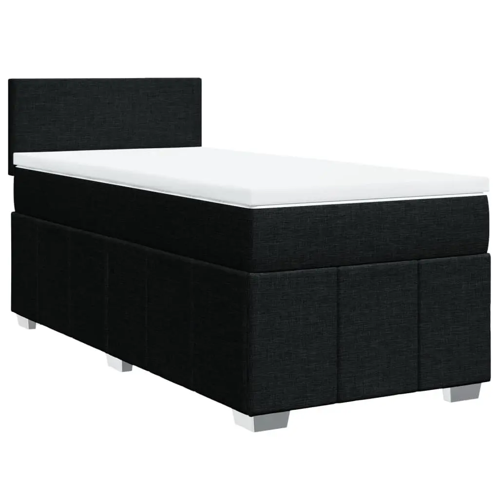 Box Spring Bed King Single Black Fabric Frame with Pocket Spring Mattress