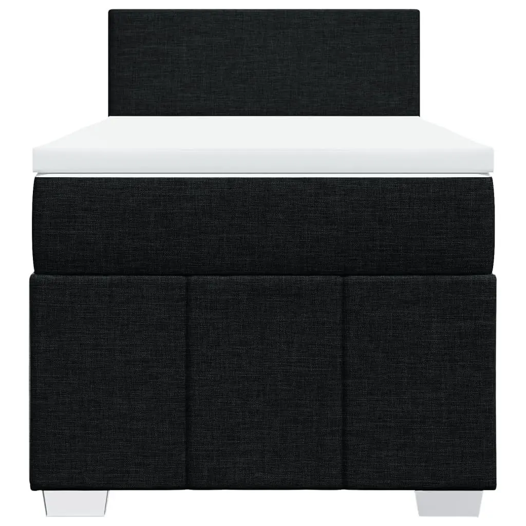 Box Spring Bed King Single Black Fabric Frame with Pocket Spring Mattress