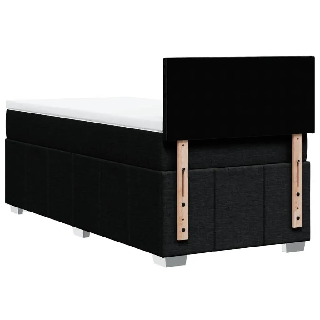 Box Spring Bed King Single Black Fabric Frame with Pocket Spring Mattress