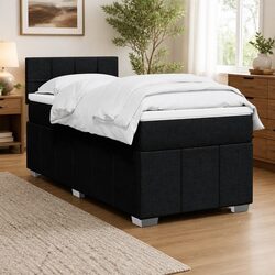 King Single Box Spring Bed with Pocket Mattress in Black
