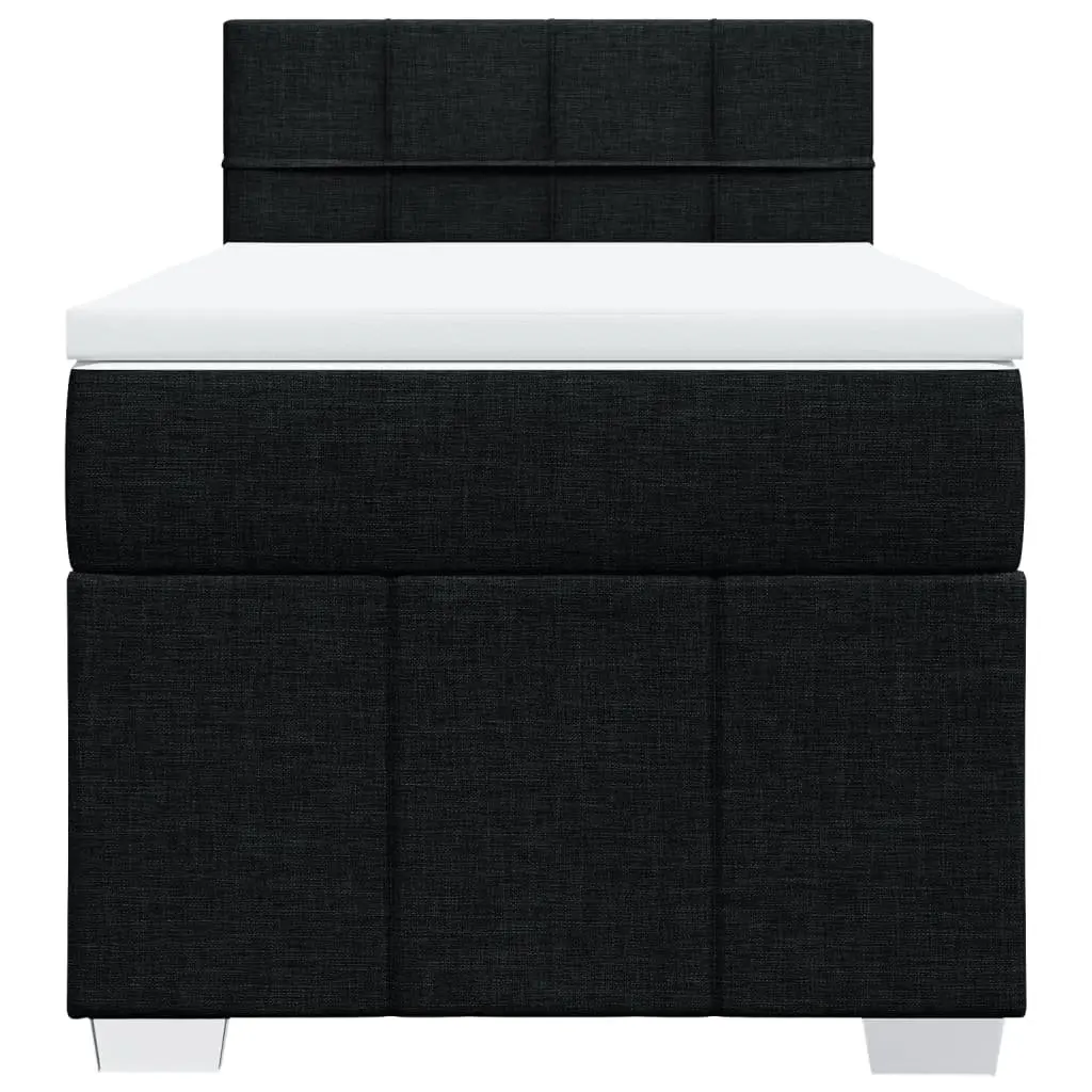 King Single Box Spring Bed Black Fabric Frame Pocket Spring Mattress