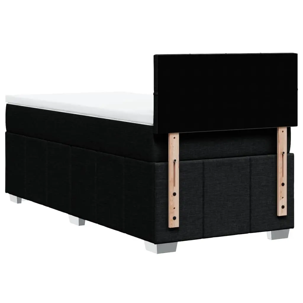 King Single Box Spring Bed Black Fabric Frame Pocket Spring Mattress