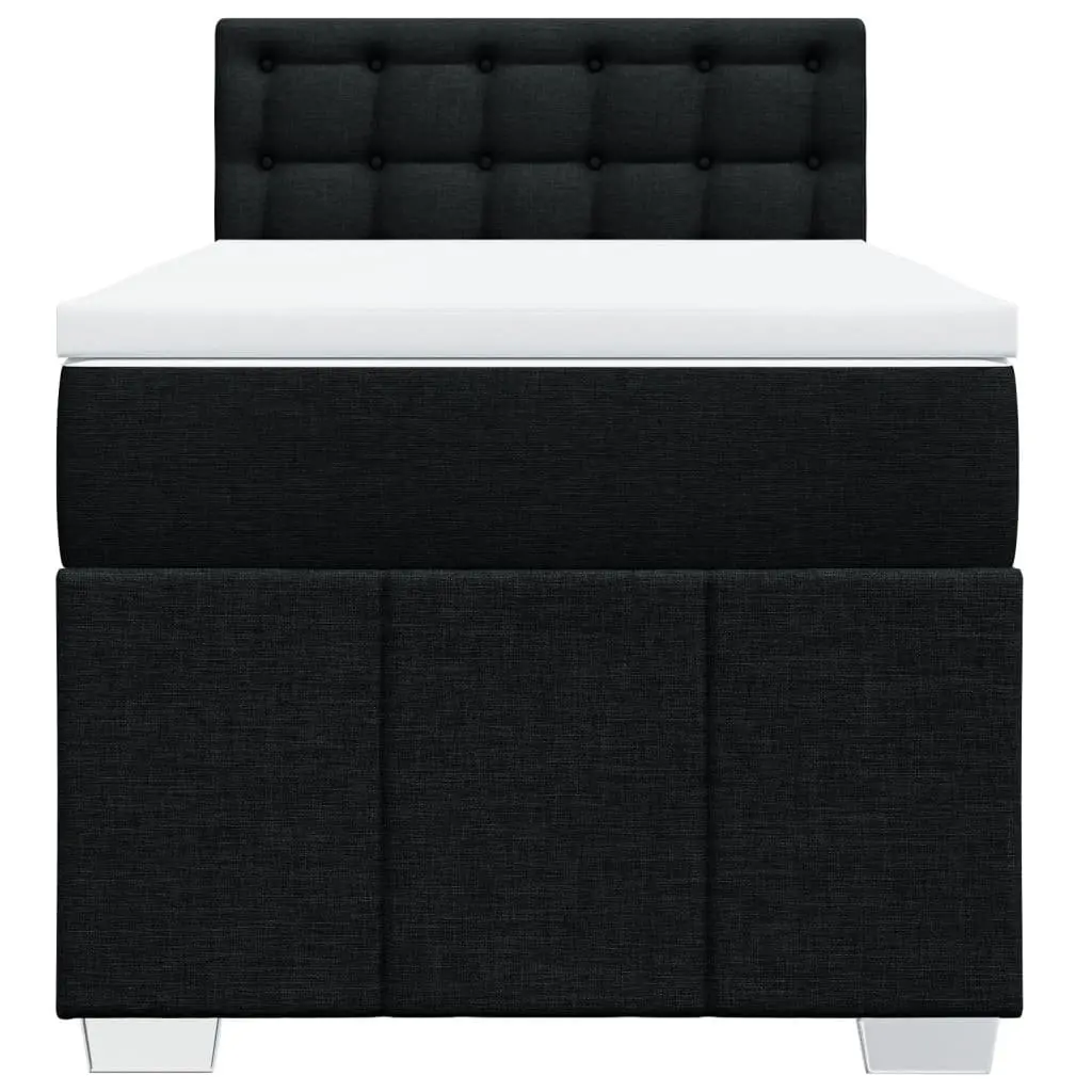 King Single Box Spring Bed Black Fabric Frame Pocket Spring Mattress Slats