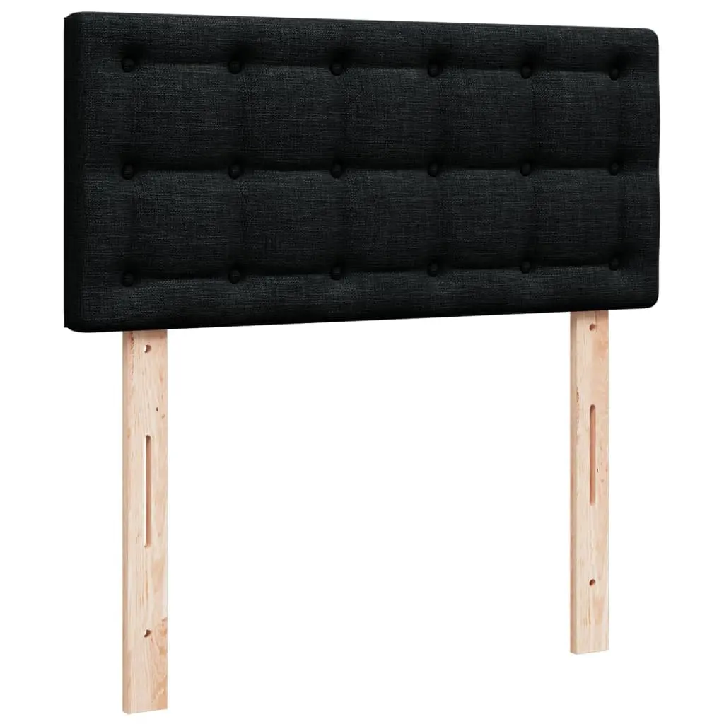 King Single Box Spring Bed Black Fabric Frame Pocket Spring Mattress Slats