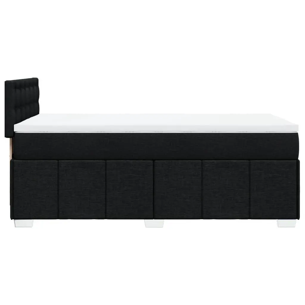 King Single Box Spring Bed Black Fabric Frame Pocket Spring Mattress Slats