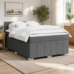 Double Box Spring Bed with Grey Fabric Frame