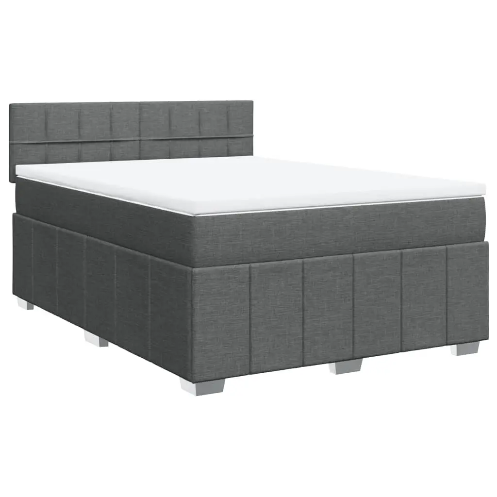 Double Box Spring Bed with Pocket Mattress in Black