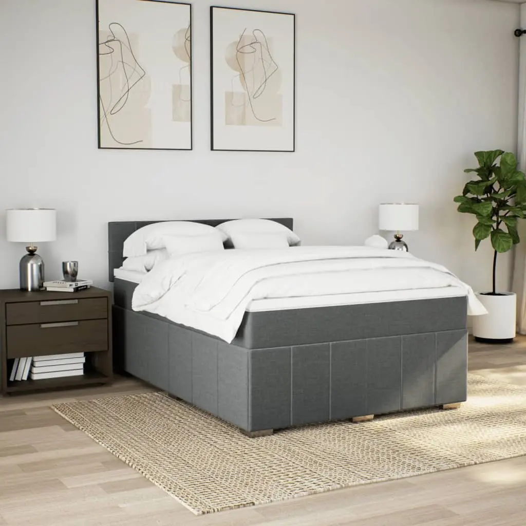 Double Box Spring Bed with Pocket Mattress in Black