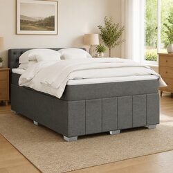 Double Box Spring Bed with Pocket Sprung Mattress in Black