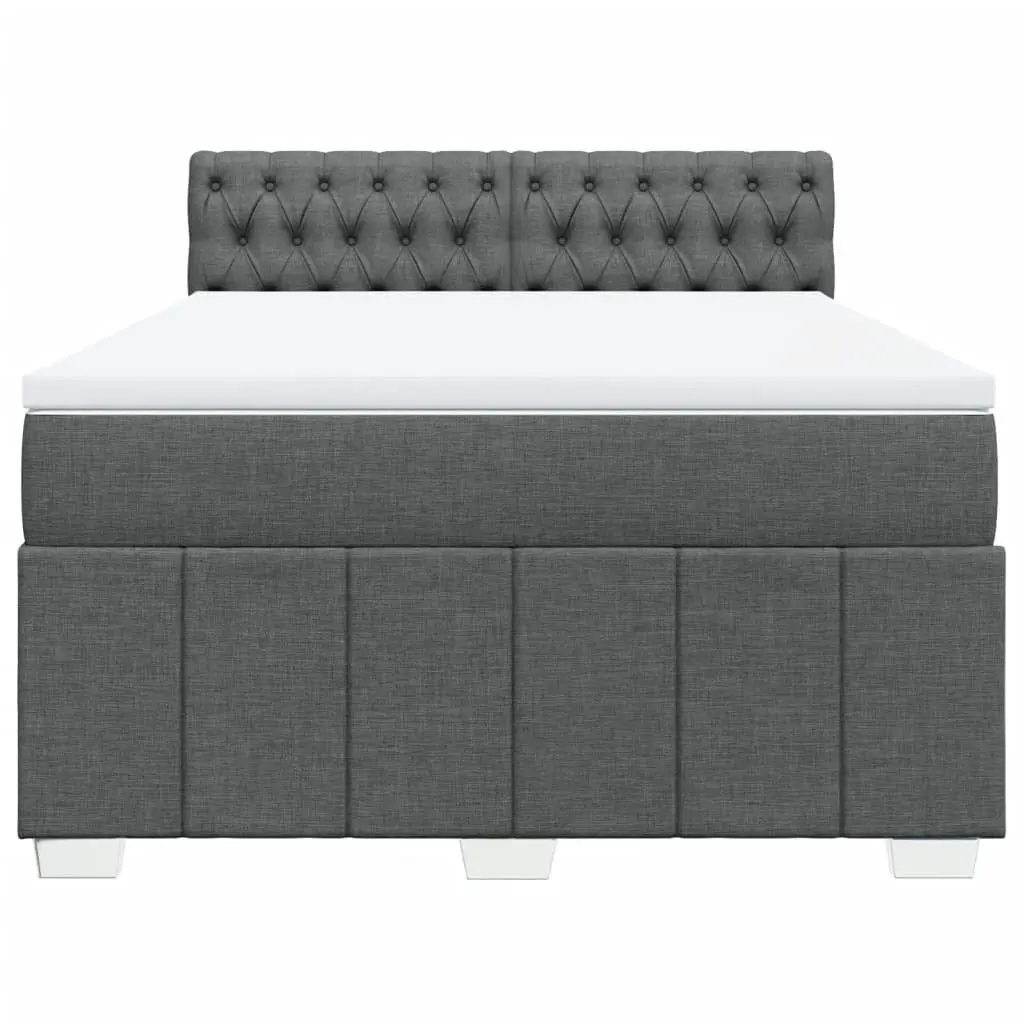 Double Box Spring Bed Black Fabric Frame Pocket Sprung Mattress Double Size