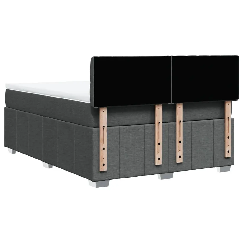 Double Box Spring Bed Black Fabric Frame Pocket Sprung Mattress Double Size