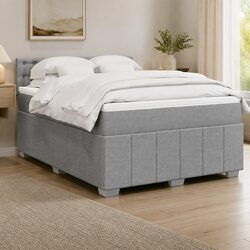 Double Box Spring Bed with Pocket Mattress in Dark Grey