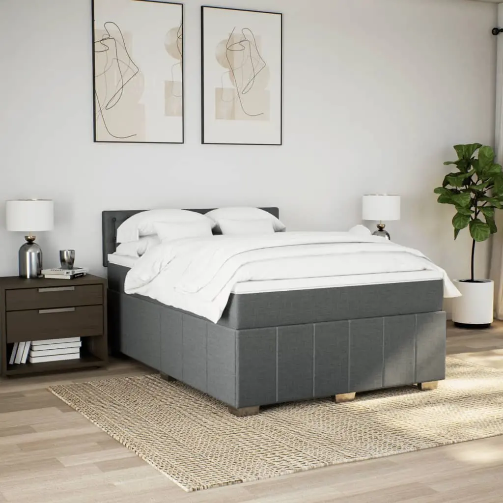 Double Box Spring Bed Black Fabric Double Pocket Mattress