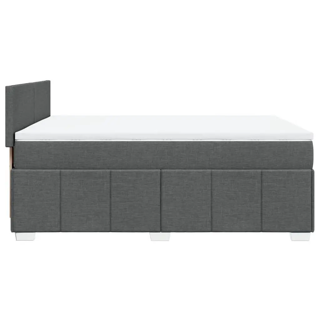 Queen Box Spring Bed Grey Upholstered Fabric Frame Pocket Sprung Mattress