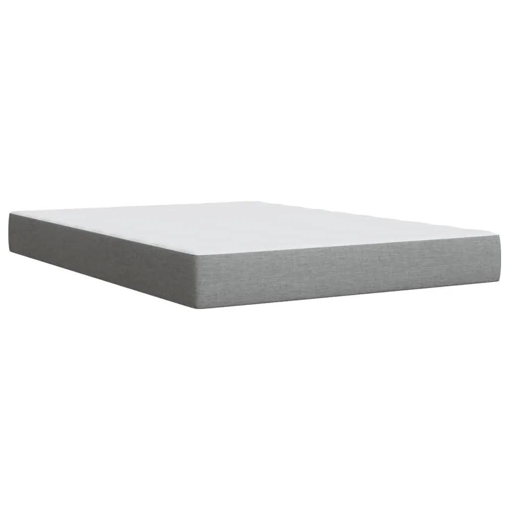Queen Box Spring Bed Grey Fabric Pocket Spring Mattress Slatted Base