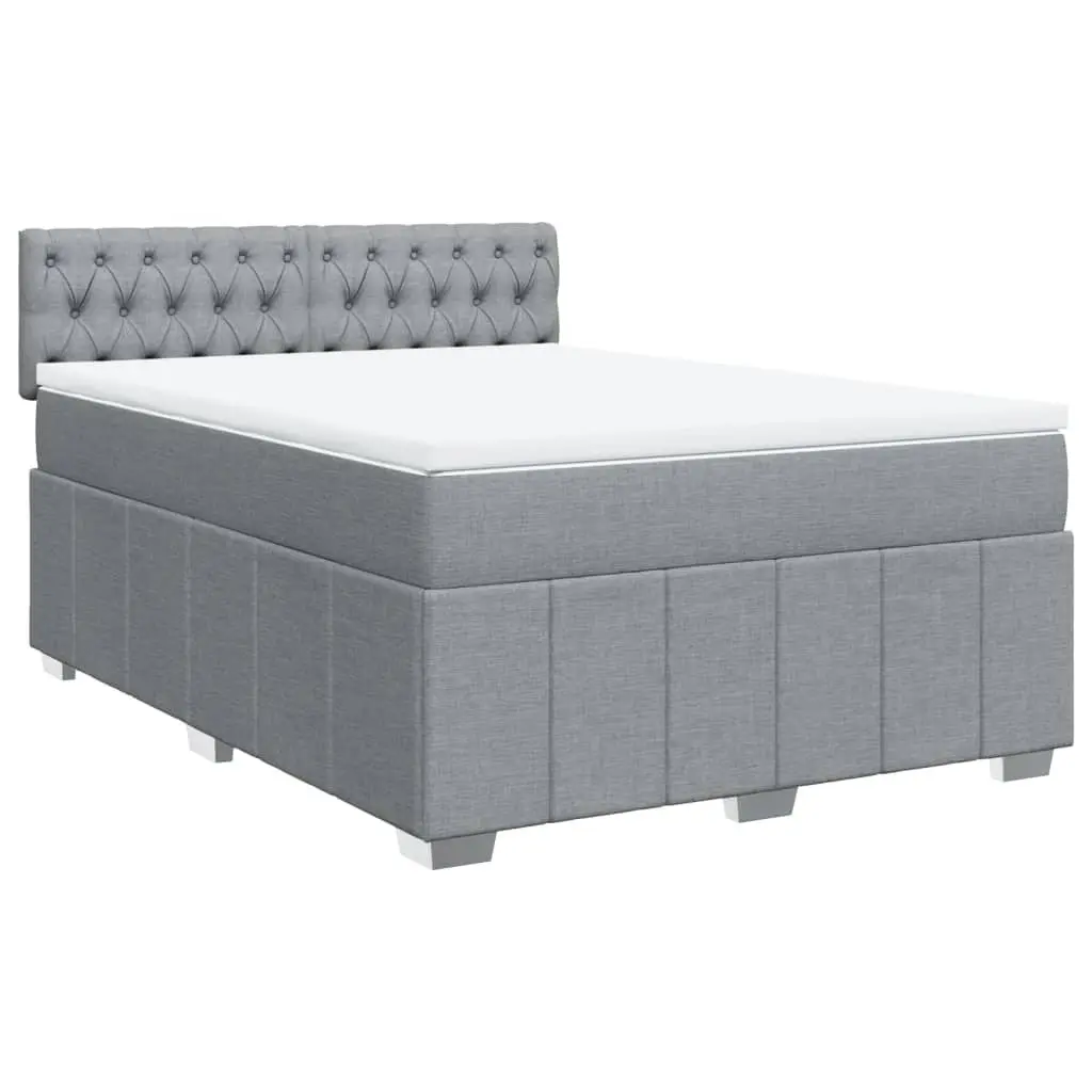 Queen Box Spring Bed Dark Grey Polyester Fabric Pocket Spring Mattress