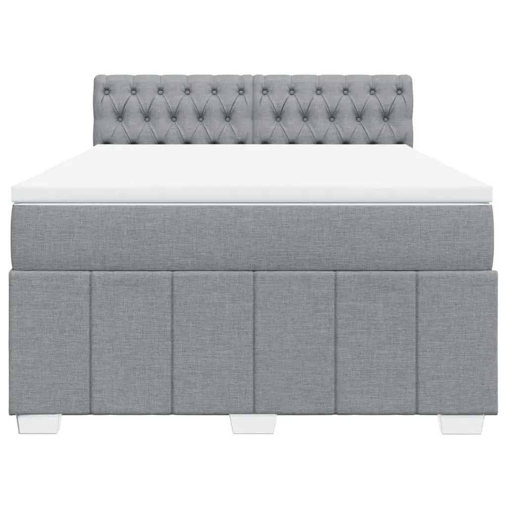 Queen Box Spring Bed Dark Grey Polyester Fabric Pocket Spring Mattress