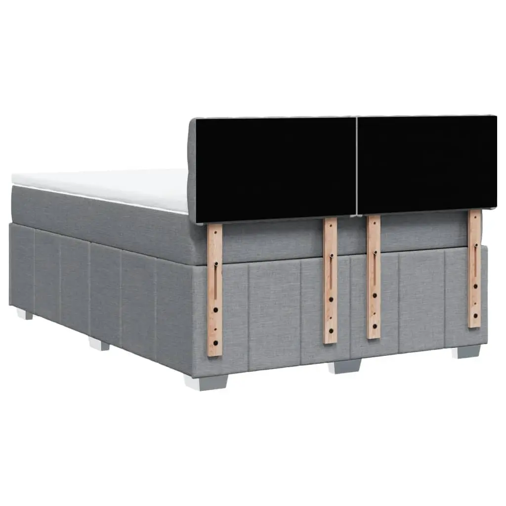 Queen Box Spring Bed Dark Grey Polyester Fabric Pocket Spring Mattress