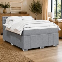 Queen Box Spring Bed with Pocket Spring Mattress in Grey