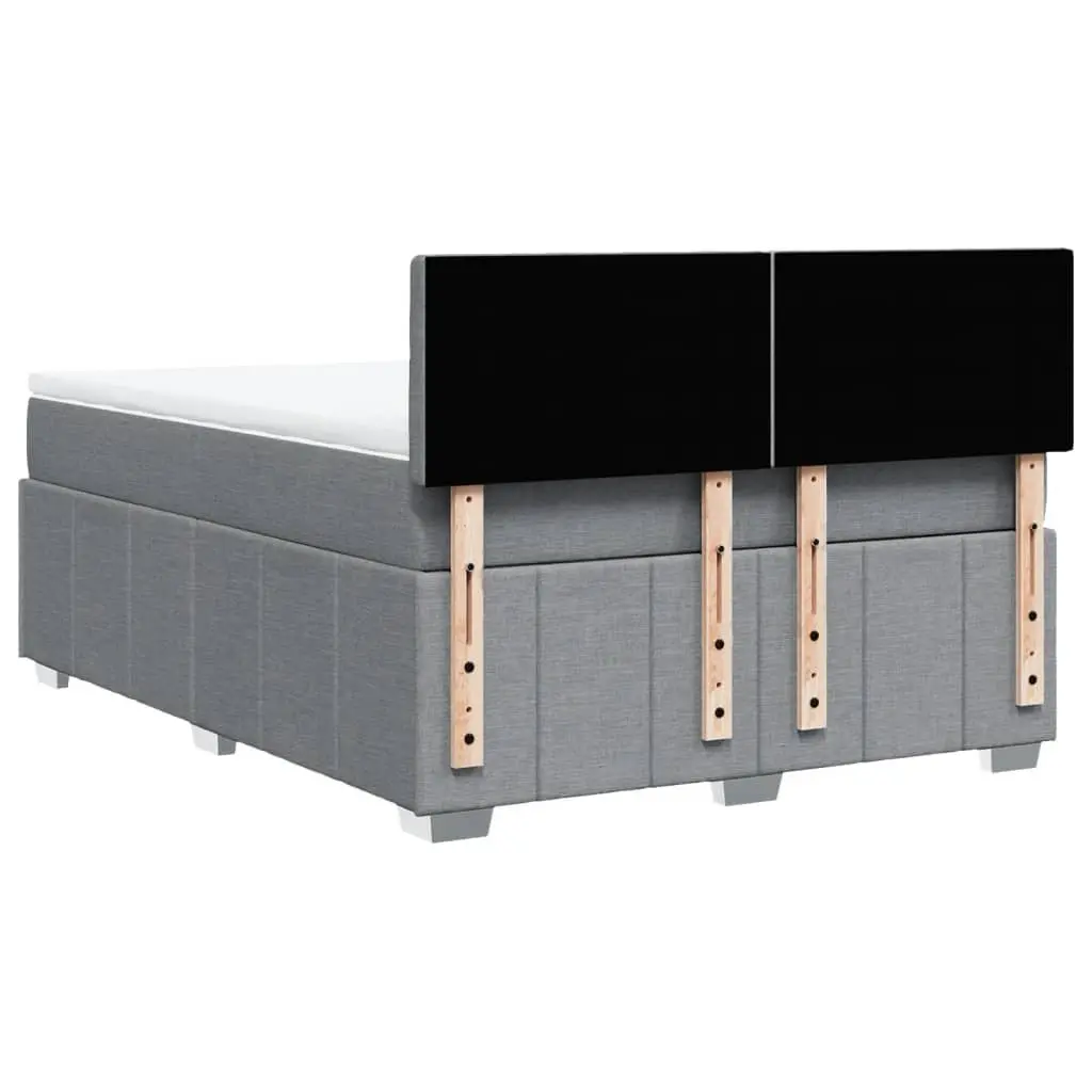 Queen Box Spring Bed Grey Fabric Pocket Spring Mattress
