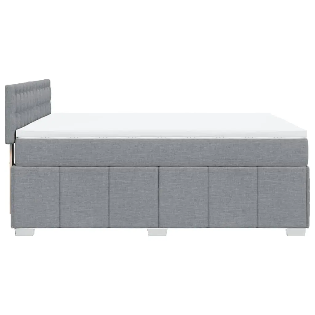 Queen Box Spring Bed Grey Fabric Pocket Spring Mattress
