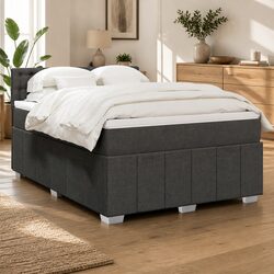 Queen Bed Box Spring with Pocket Spring Mattress in Black