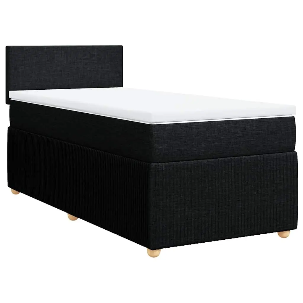Box Spring Bed King Single Black Fabric Frame Pocket Spring Mattress
