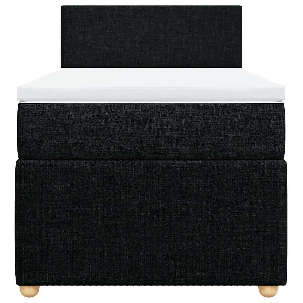 Box Spring Bed King Single Black Fabric Frame Pocket Spring Mattress