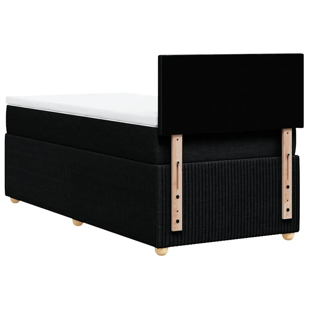 Box Spring Bed King Single Black Fabric Frame Pocket Spring Mattress