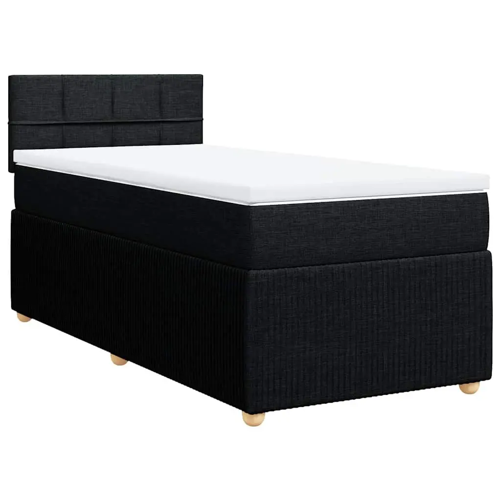 King Single Box Spring Bed Black Fabric Pocket Spring Mattress