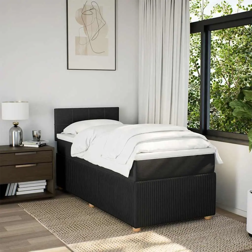 King Single Box Spring Bed Black Fabric Pocket Spring Mattress