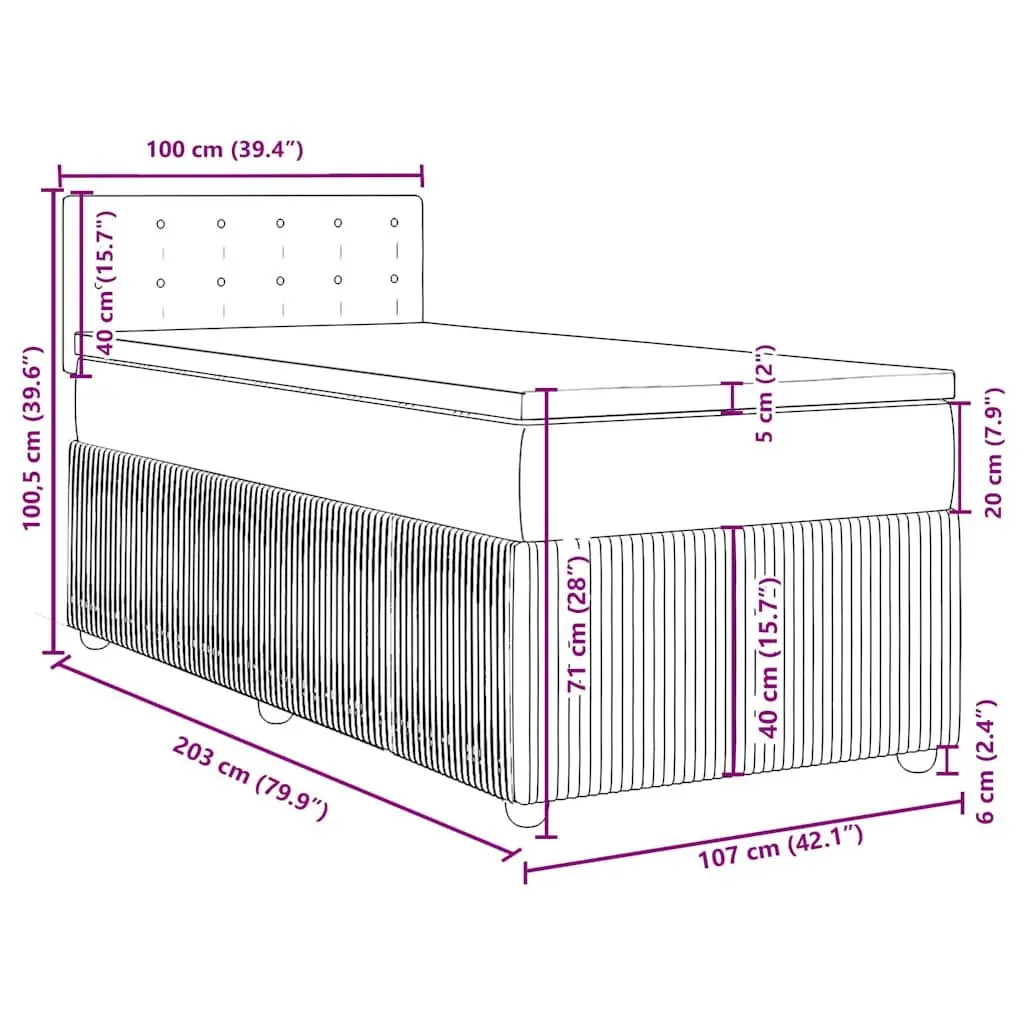 King Single Box Spring Bed Black Fabric Frame Pocket Spring Mattress Slats